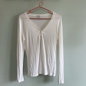 Transit Par-Such y2k women white long sleeve shirt with button detail size 4